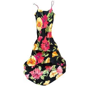 Vintage floral slip spaghetti strap maxi dress 90’s